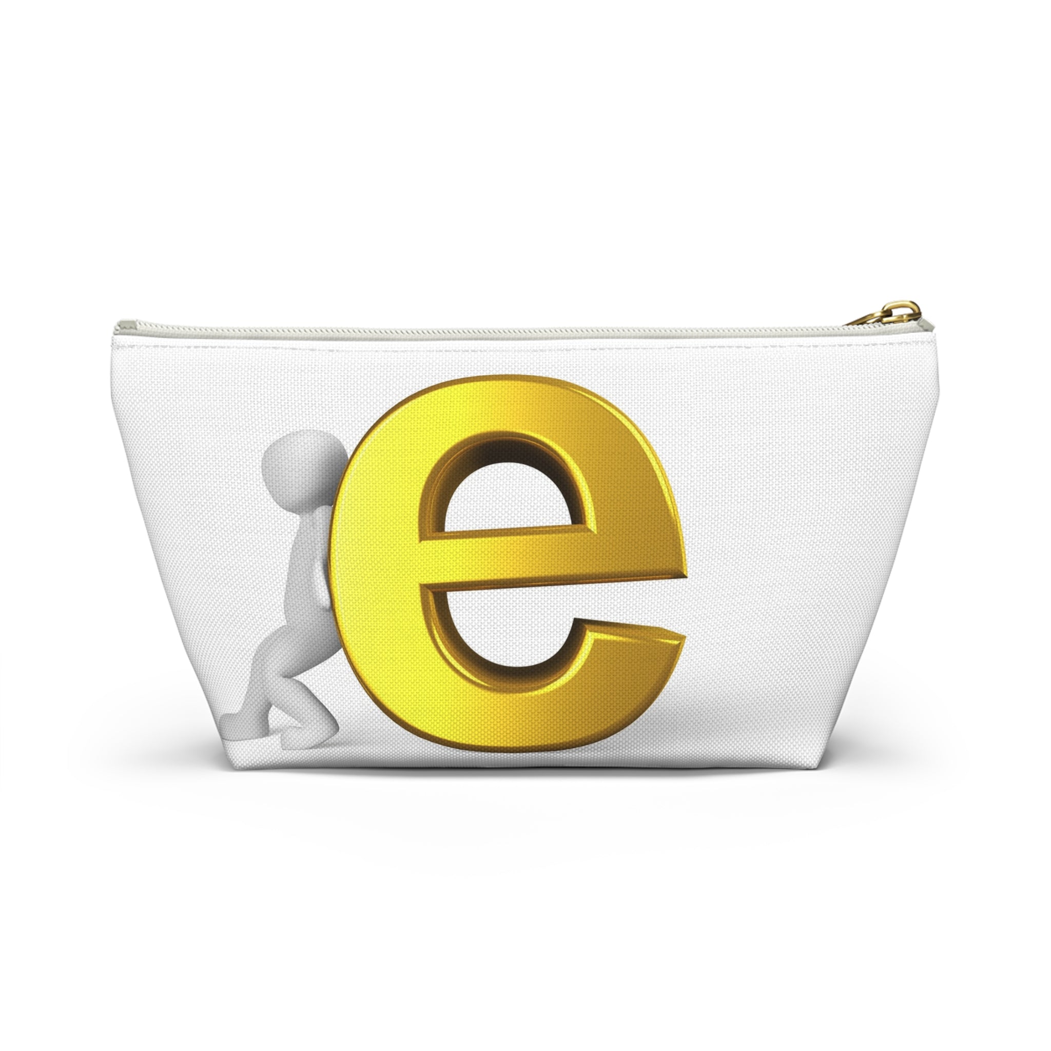 Gold Letter E Graphic Accessory Pouch | T-Bottom Zipper Pouch