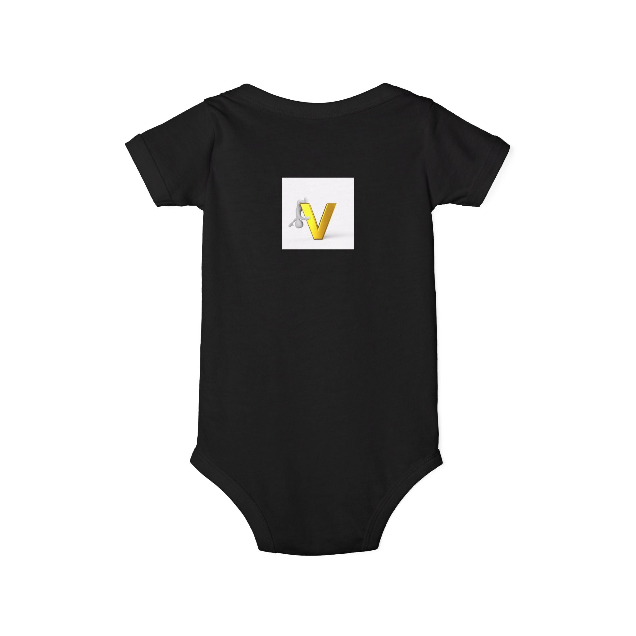 Letter V Baby Onesie | Gold Monogram Infant Bodysuit