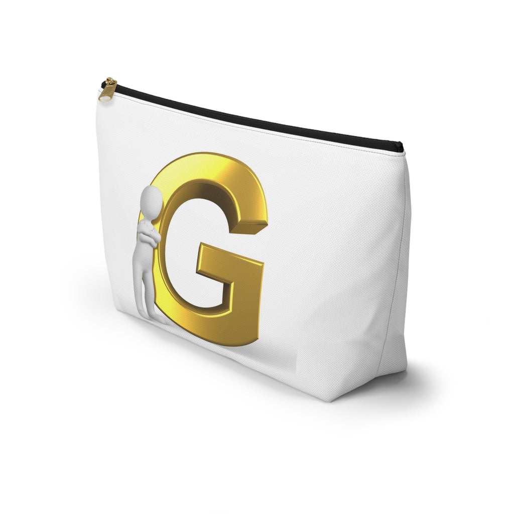 Gold Letter G Monogram Accessory Pouch | Initial Makeup Bag