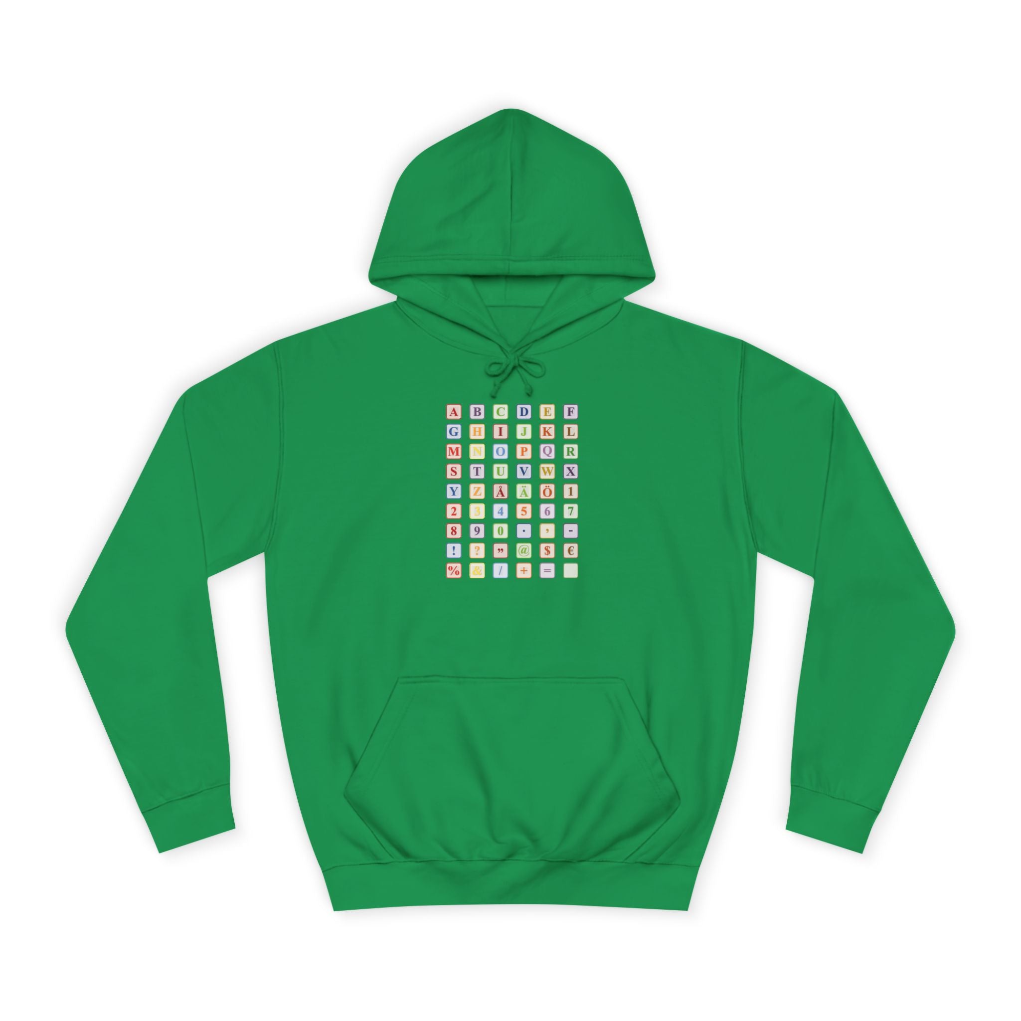 Sweat à capuche Blocs Alphabet | Grille de lettres colorées, imprimé dos et devant