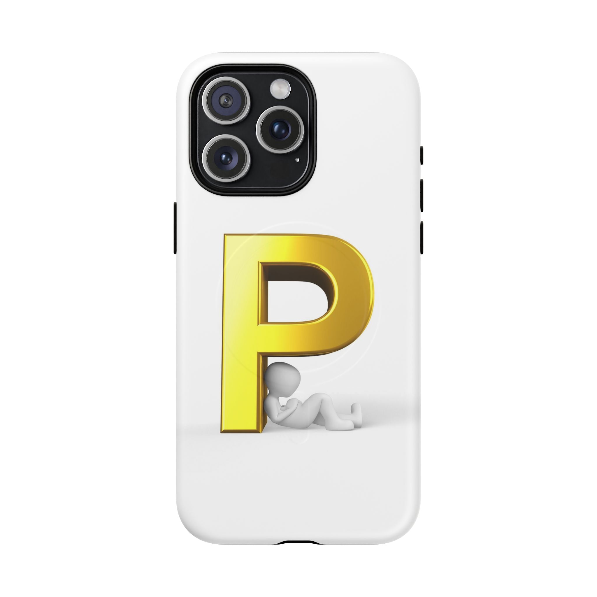 Coque de Téléphone Monogramme Lettre P Dorée | Coque Magnétique Robuste