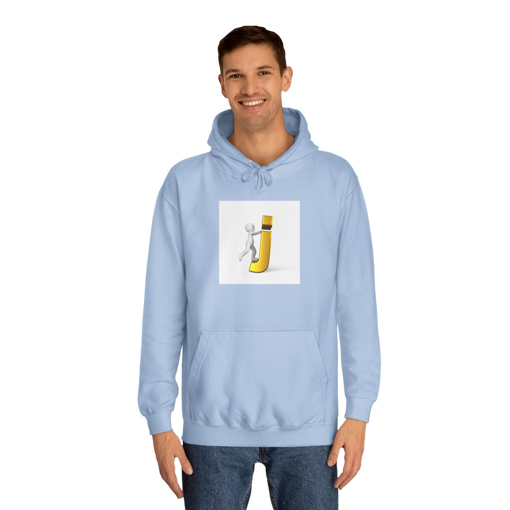 3D Stick Figure Riding Gold Letter J Hoodie | Initial Monogram Letter J