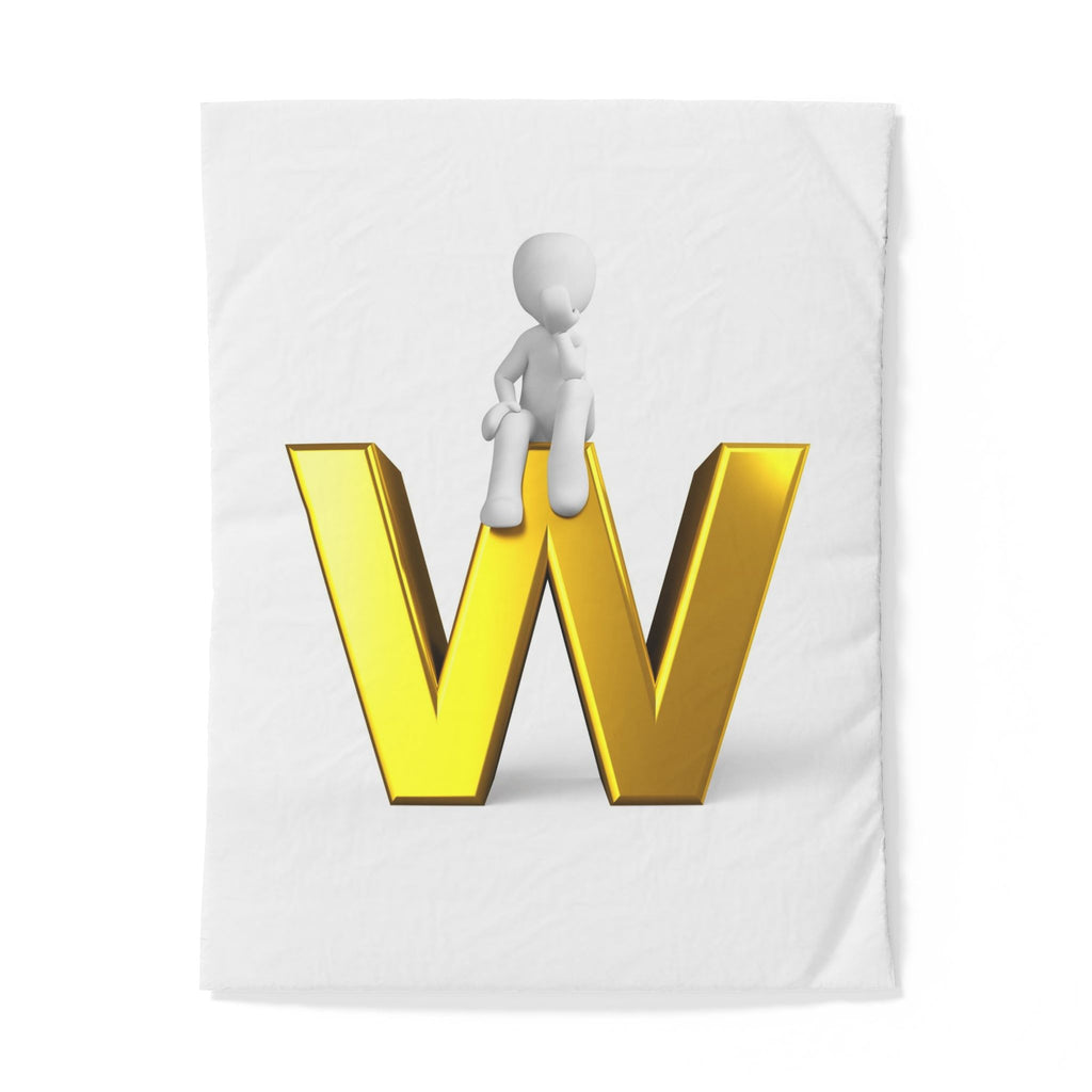 3D Gold Letter W Monogram Duvet Cover | Initial W Bedding