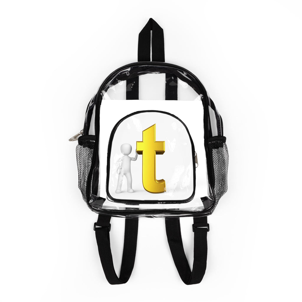 Yellow Letter T Logo Clear Stadium Backpack | Transparent School Bag
