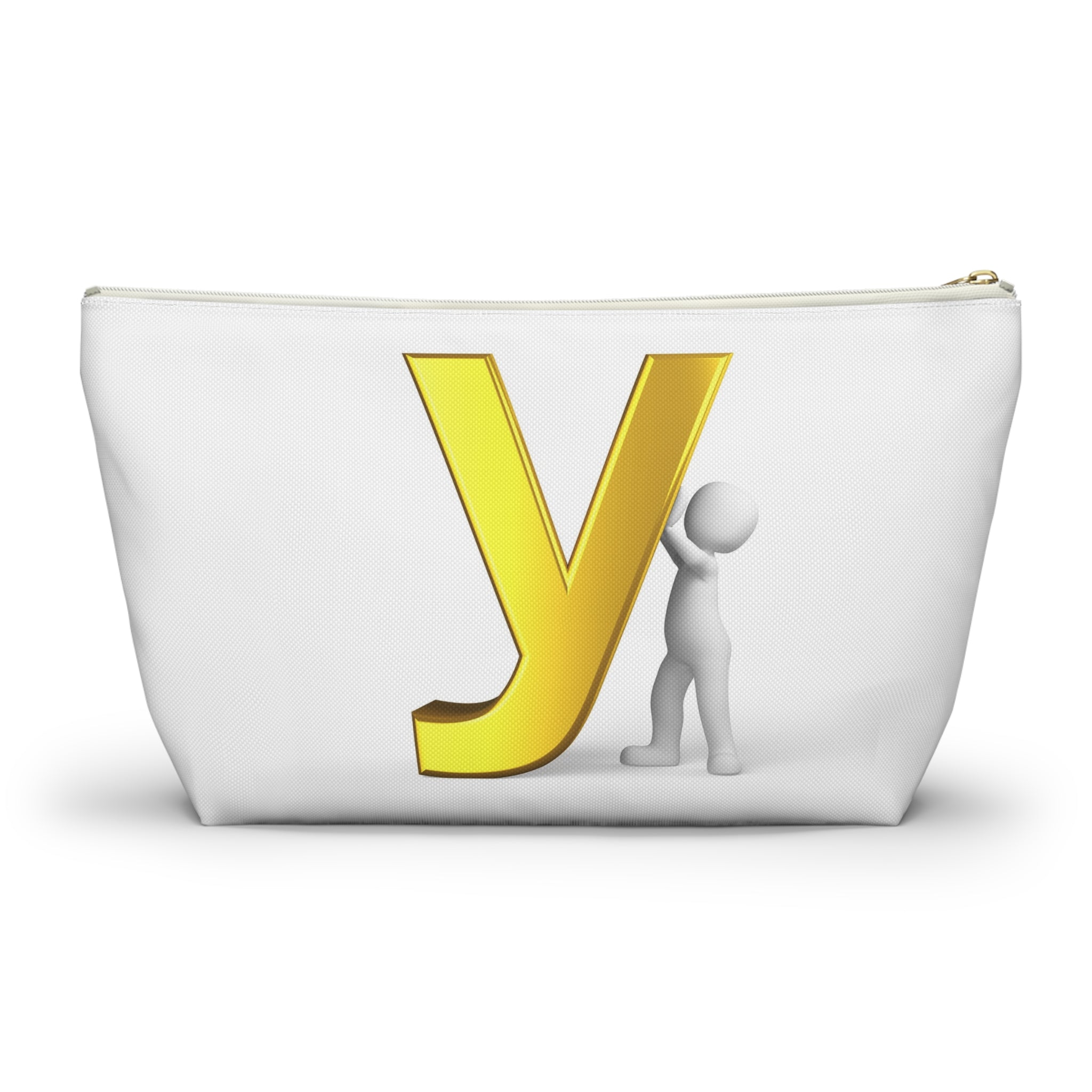 Gold Letter Y with 3D Figure Accessory Pouch