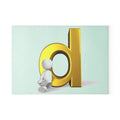 Gold Letter b with Sitting Figurine Glass Cutting Board | Alphabet Kitchen Decor