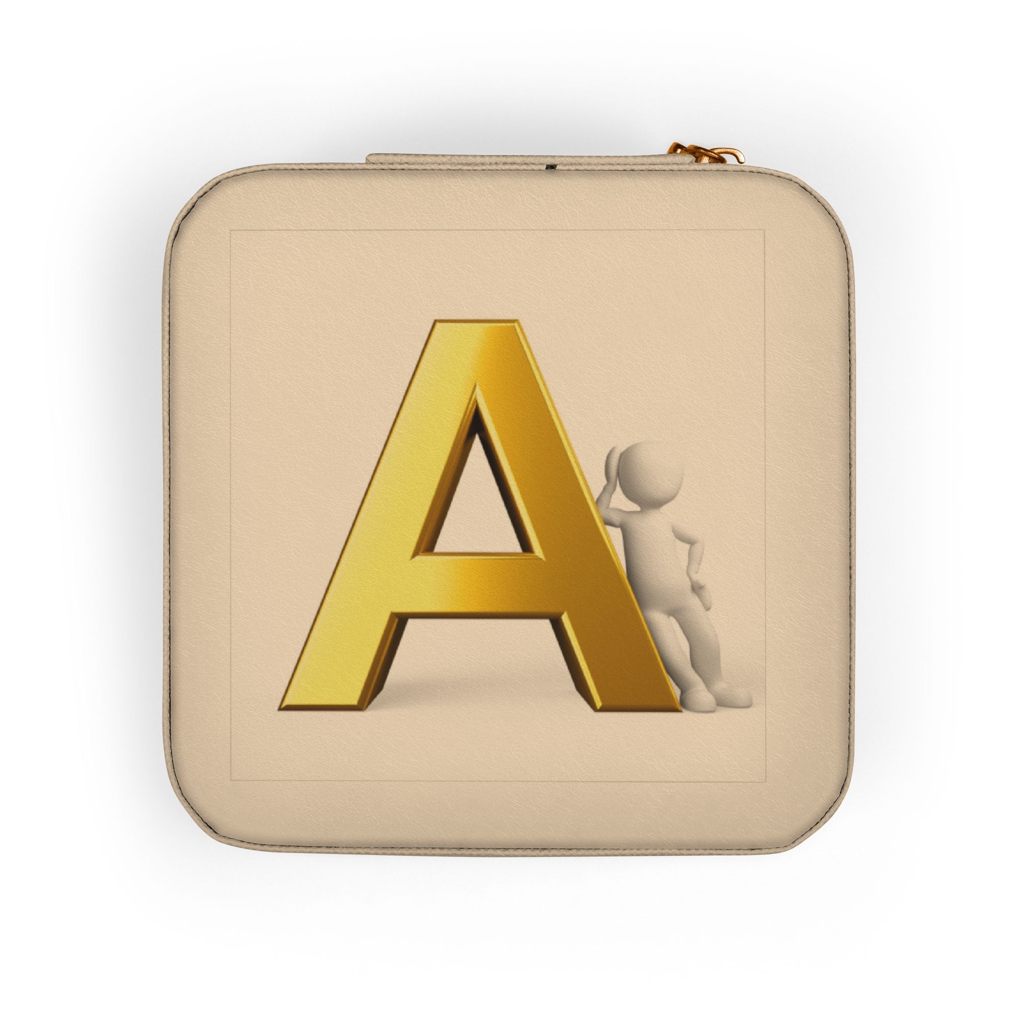Gold Monogram A Jewelry Travel Case | Personalized Initial Trinket Box
