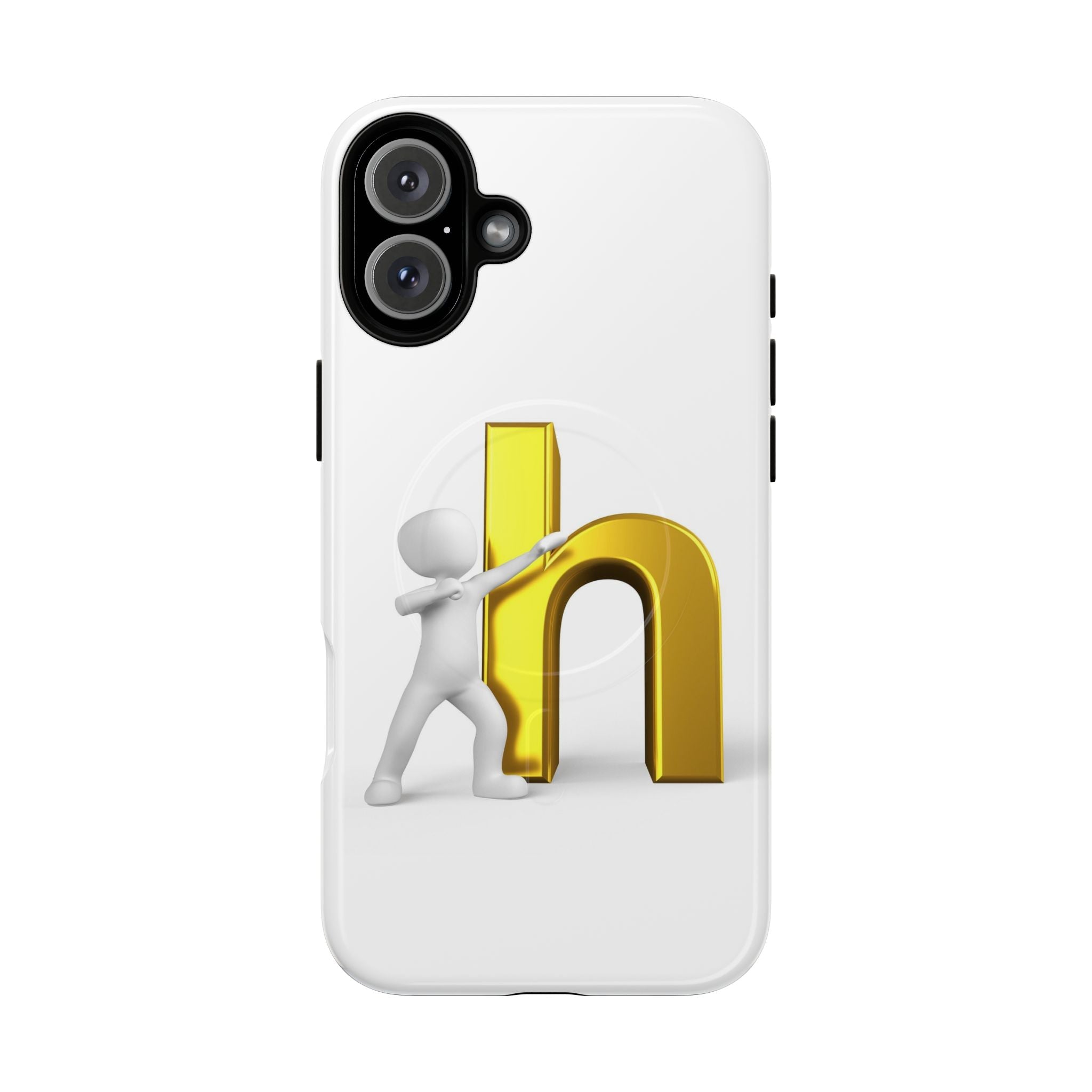 Coque de téléphone 3D avec lettre H dorée poussée | Coque magnétique robuste
