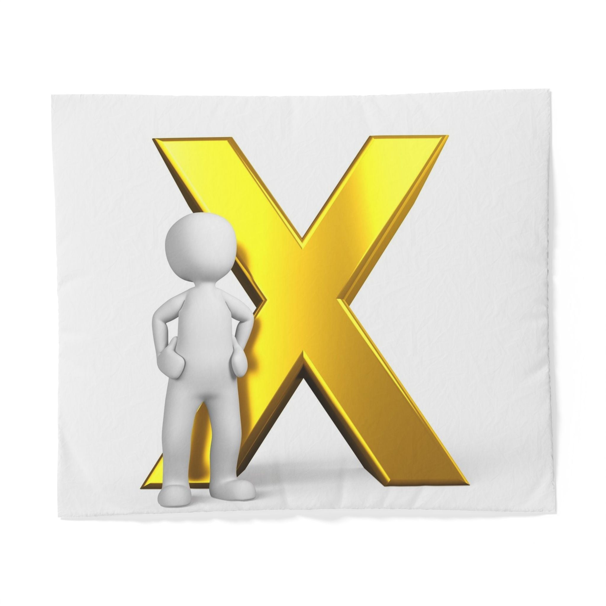 Gold Letter X with 3D Figure Duvet