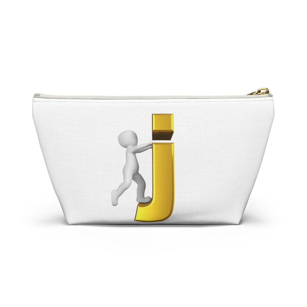 Stick Figure Pushing Gold Letter J Accessory Pouch