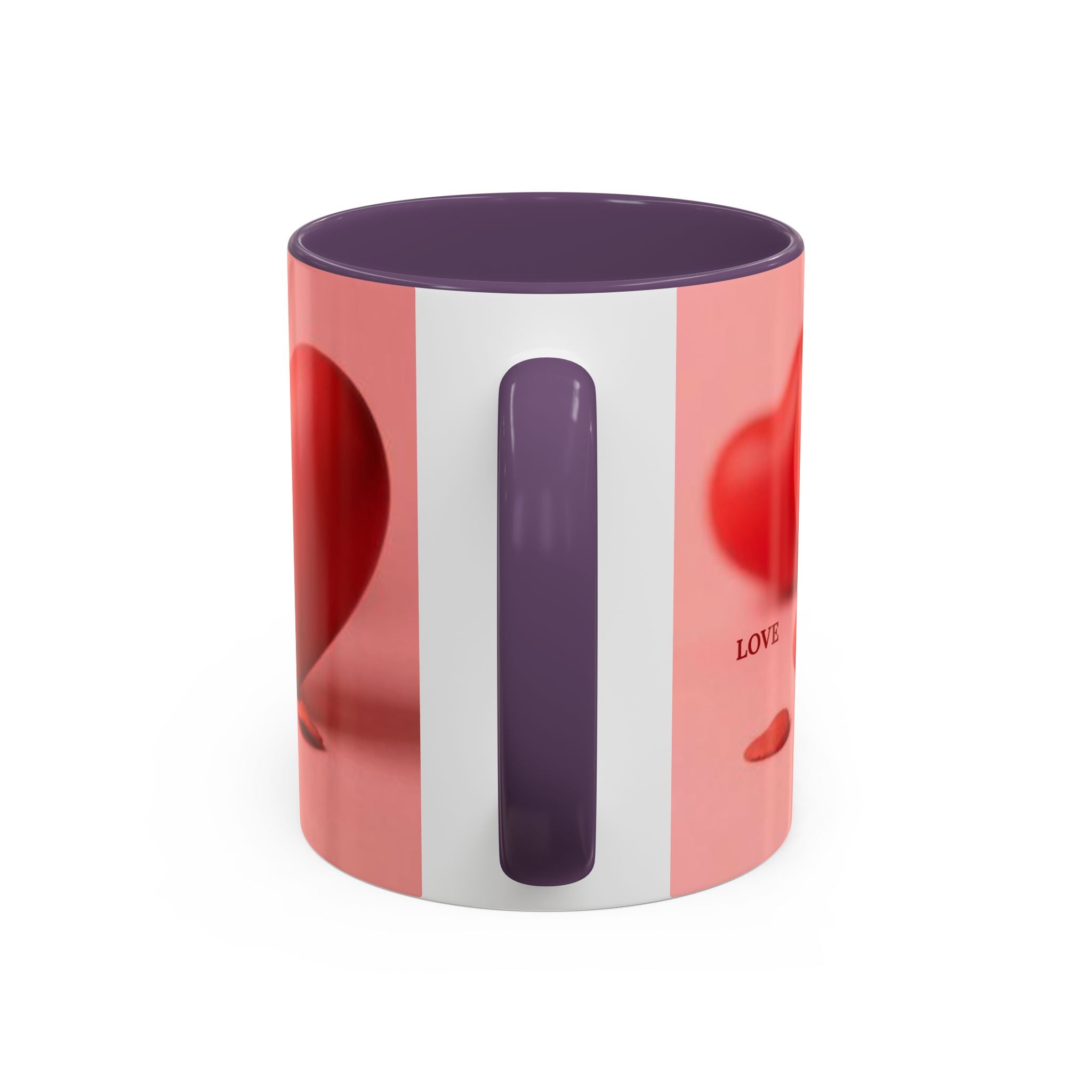 Red Heart Love Design Accent Coffee Mug | Valentine Heart Ceramic Mug