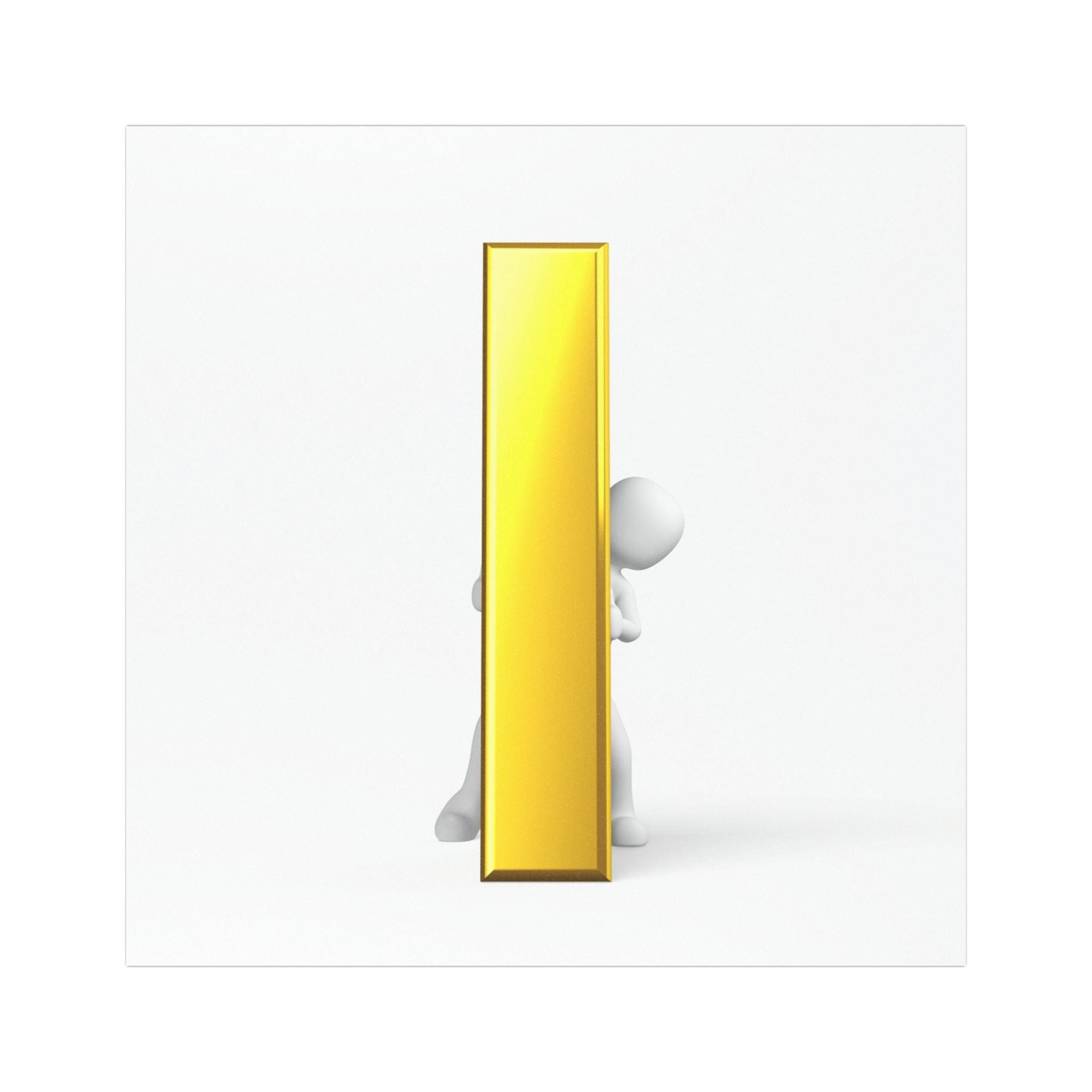 3D Gold Letter i Character Car Magnet | Alphabet Initial Magnetic Sticker