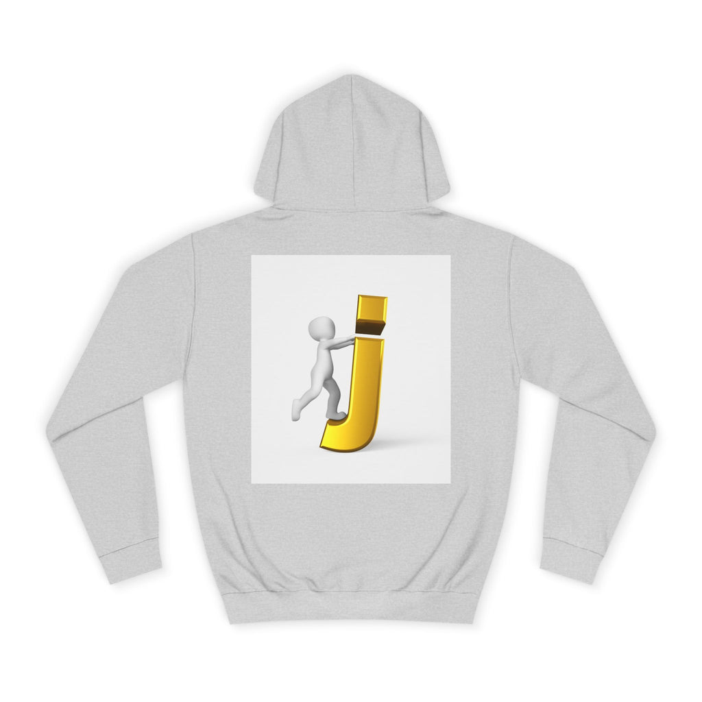 3D Stick Figure Riding Gold Letter J Hoodie | Initial Monogram Letter J