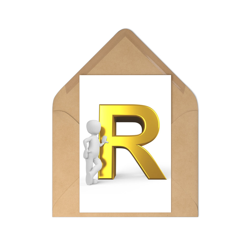 Gold Letter R Postcards (7 pcs) | Alphabet Initial Cards