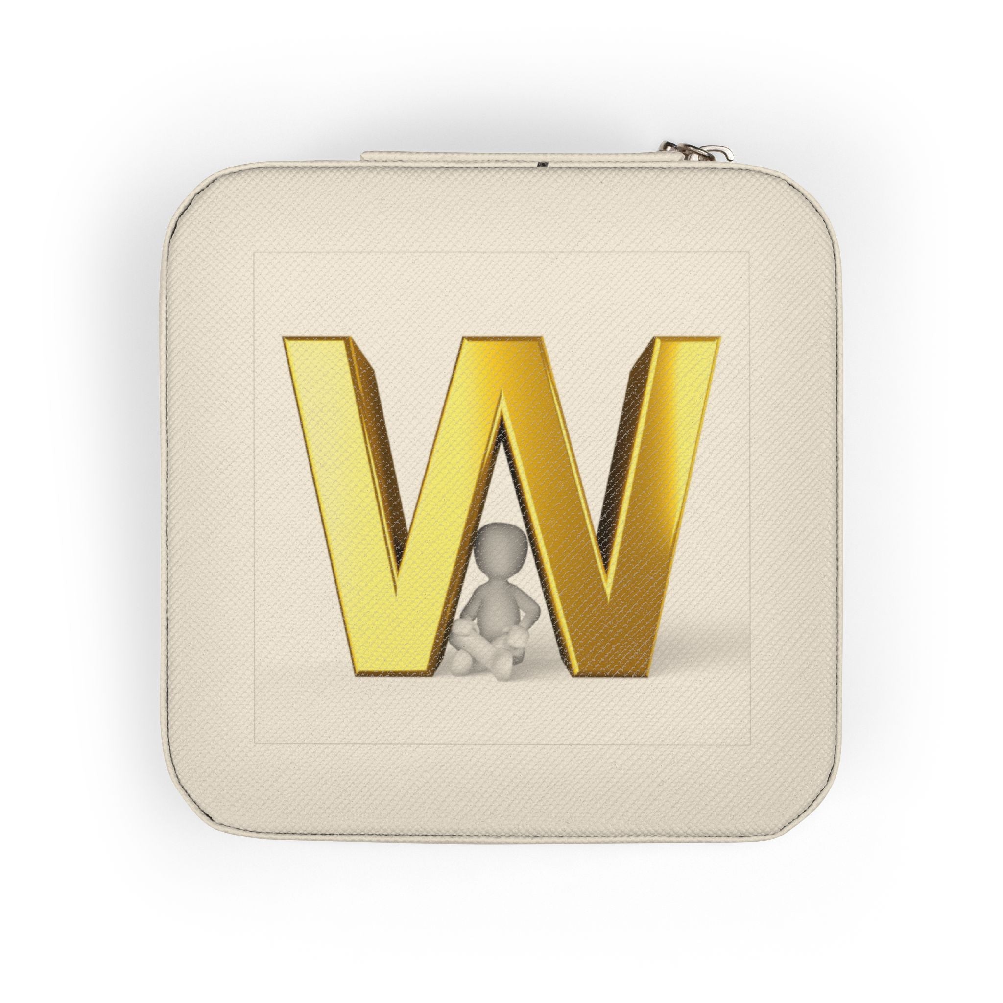 Gold Letter W Jewelry Travel Case | Compact Pink Ring Earring Organizer
