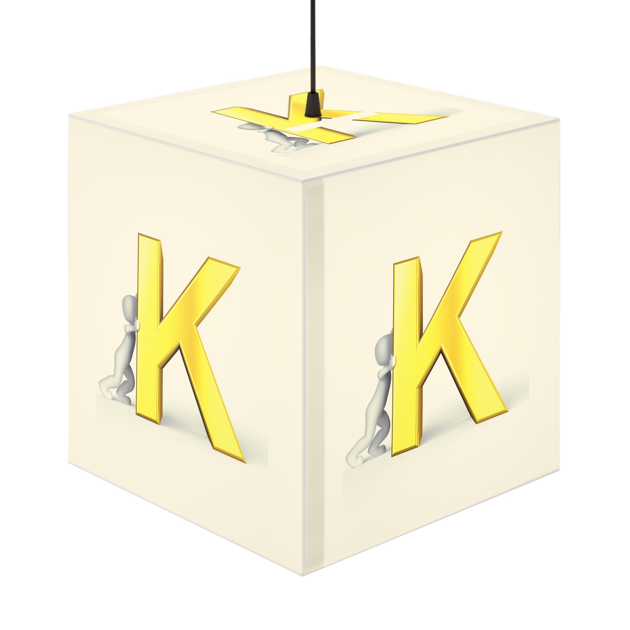 Golden Letter K Light Cube Lamp | Initial Monogram Pendant Light