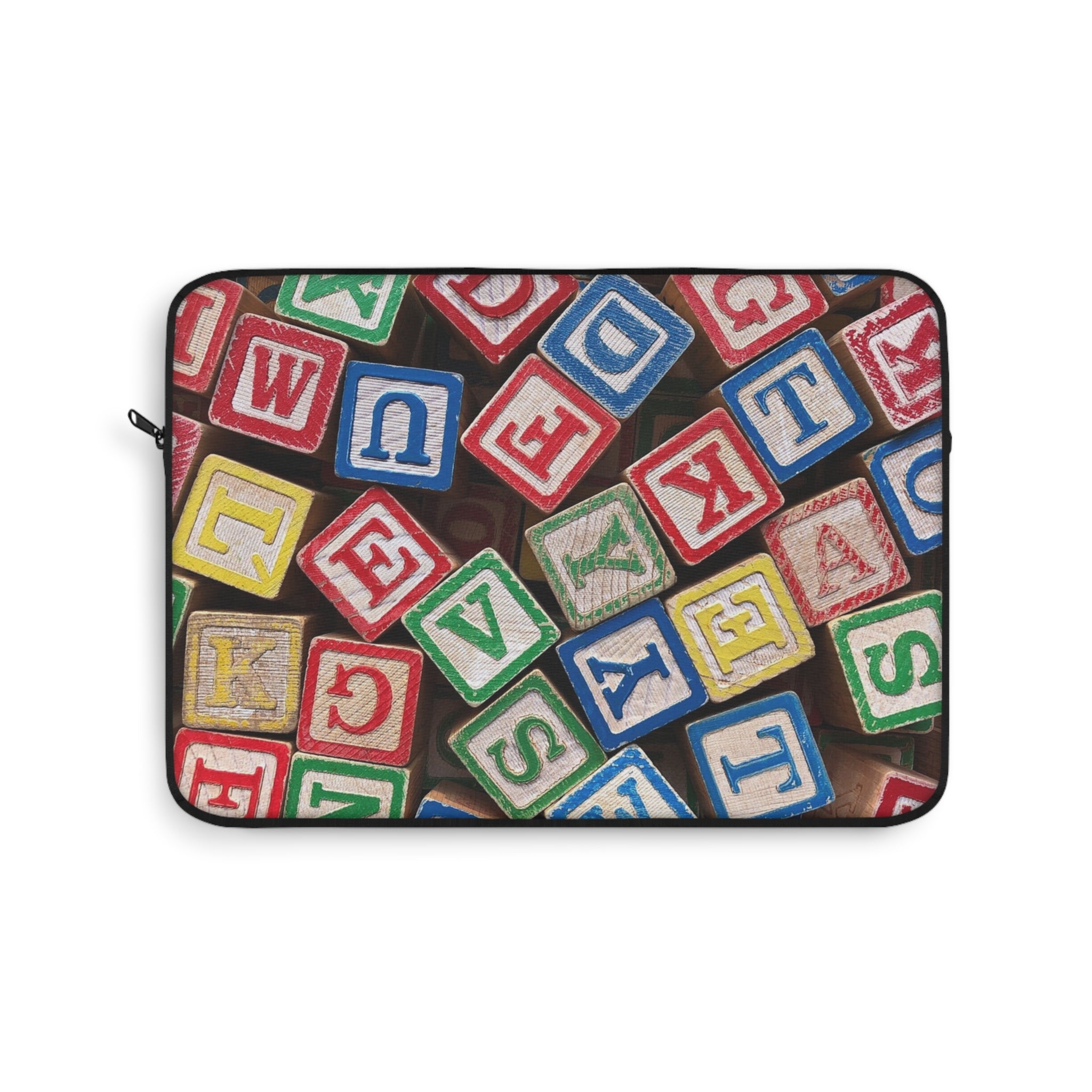 Housse d'ordinateur portable en blocs alphabet colorés | Motif de lettres vintage pour enfants