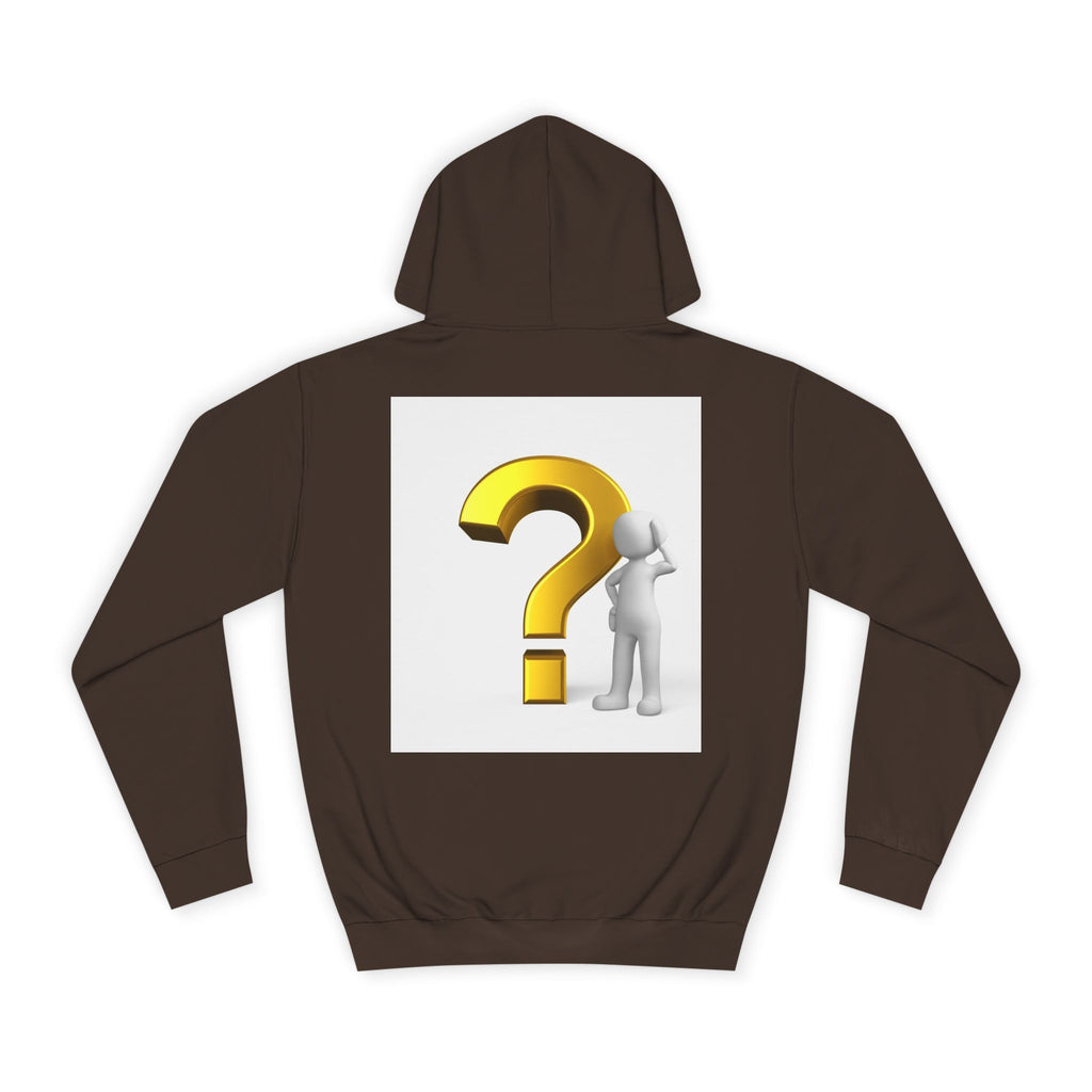 Gold Question Mark with Thinking Figure Hoodie | Mystery Design, Minimalist