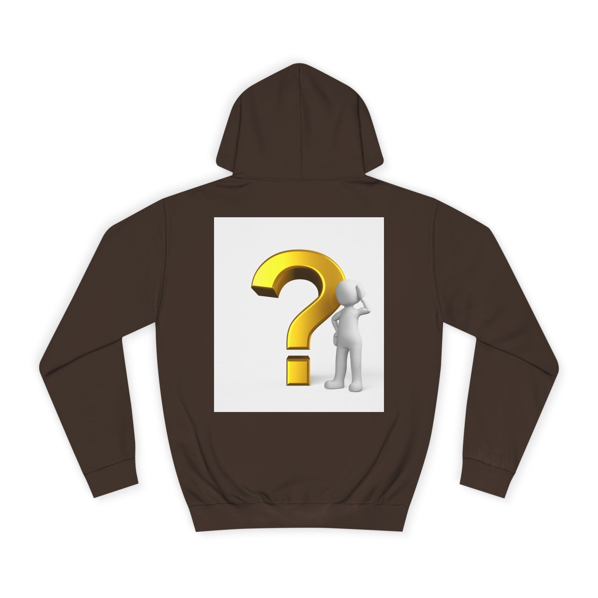 Gold Question Mark with Thinking Figure Hoodie | Mystery Design, Minimalist