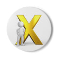 Gold X with Standing Figure Ceramic Coaster | Initial X Letter Drink Mat