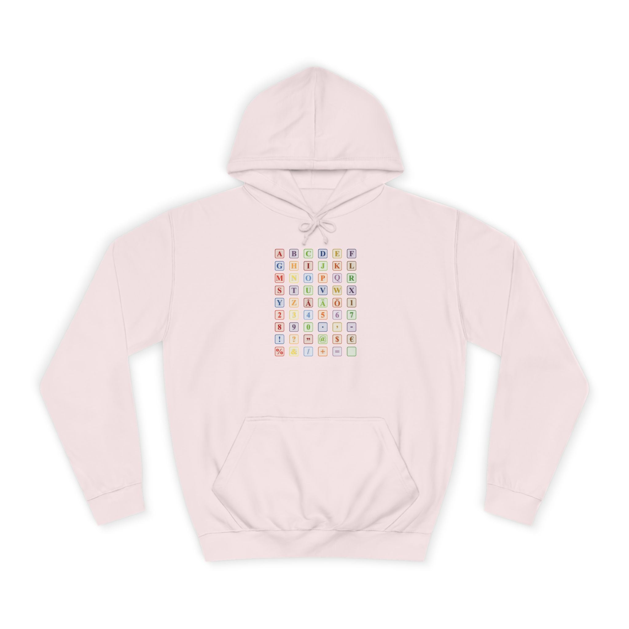 Sweat à capuche Blocs Alphabet | Grille de lettres colorées, imprimé dos et devant