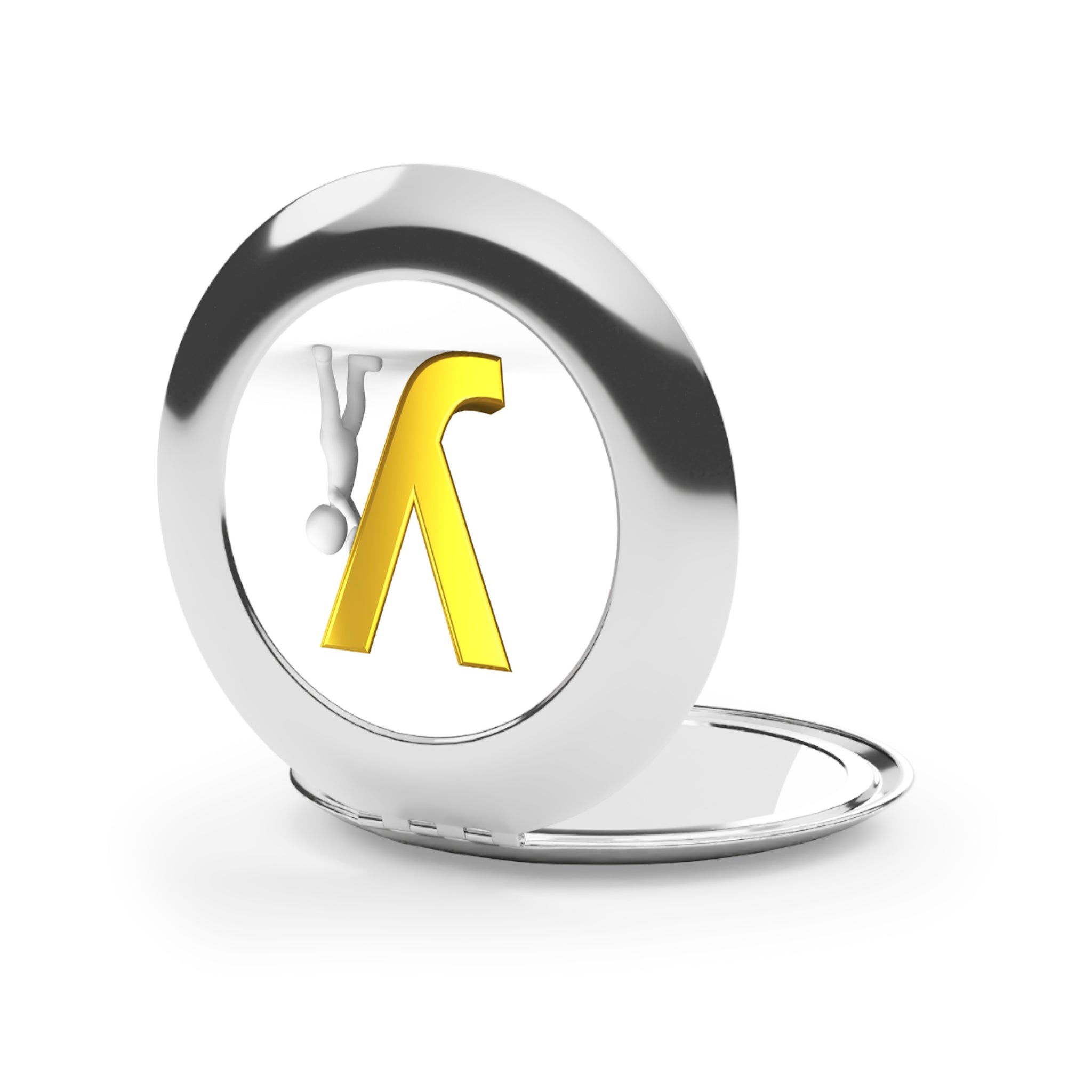 Yellow 3D Letter Y Compact Travel Mirror | Personalized Initial Mirror