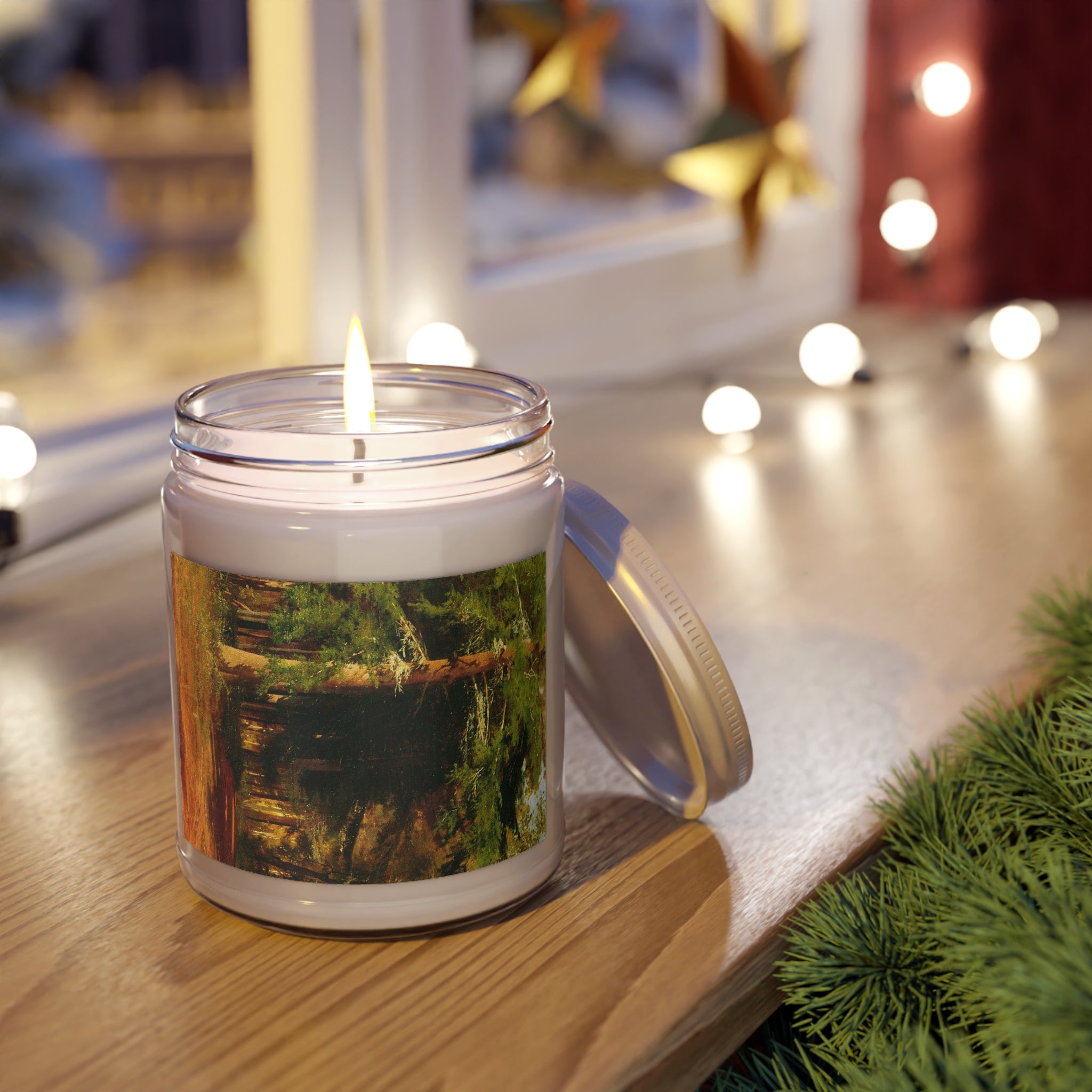 Bougie Paysage Forestier 9oz Pot de Soja | Couvercle Blanc