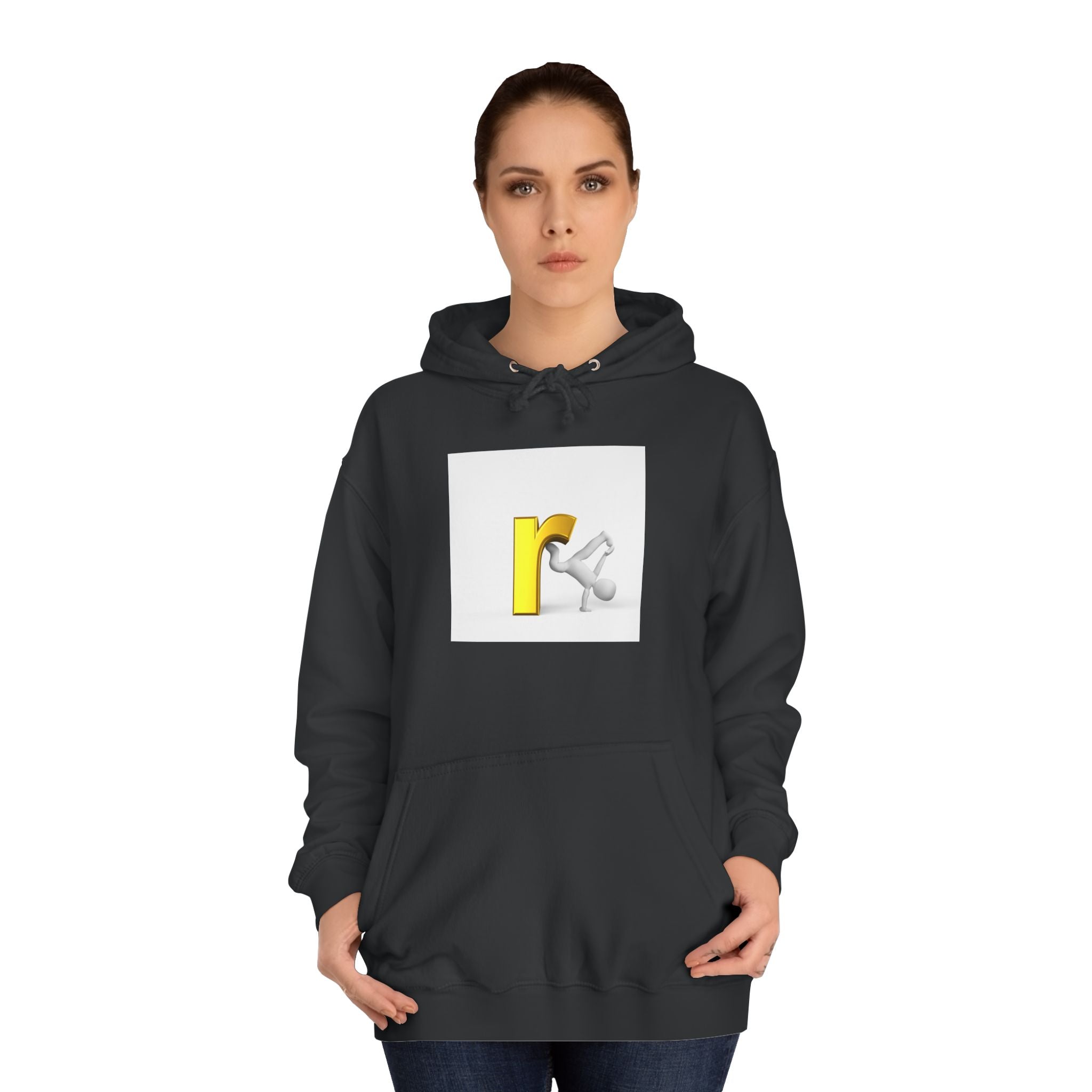 Yellow Letter R Character Hoodie | Playful Typographic Design