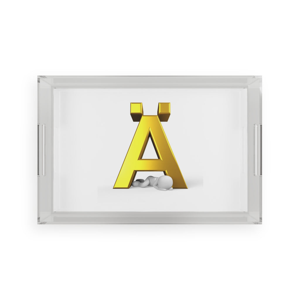 Gold 3D Letter Ä Acrylic Serving Tray | Monogram Initial Decor