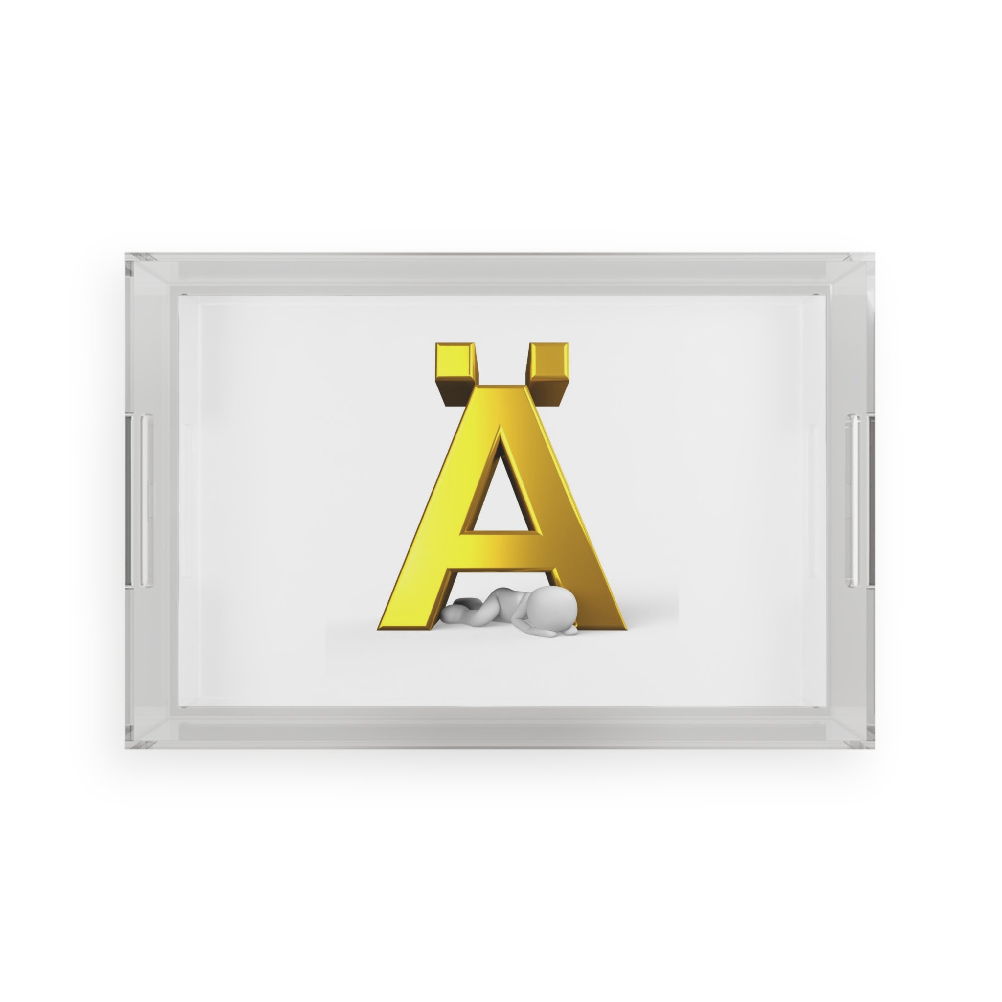 Gold 3D Letter Ä Acrylic Serving Tray | Monogram Initial Decor