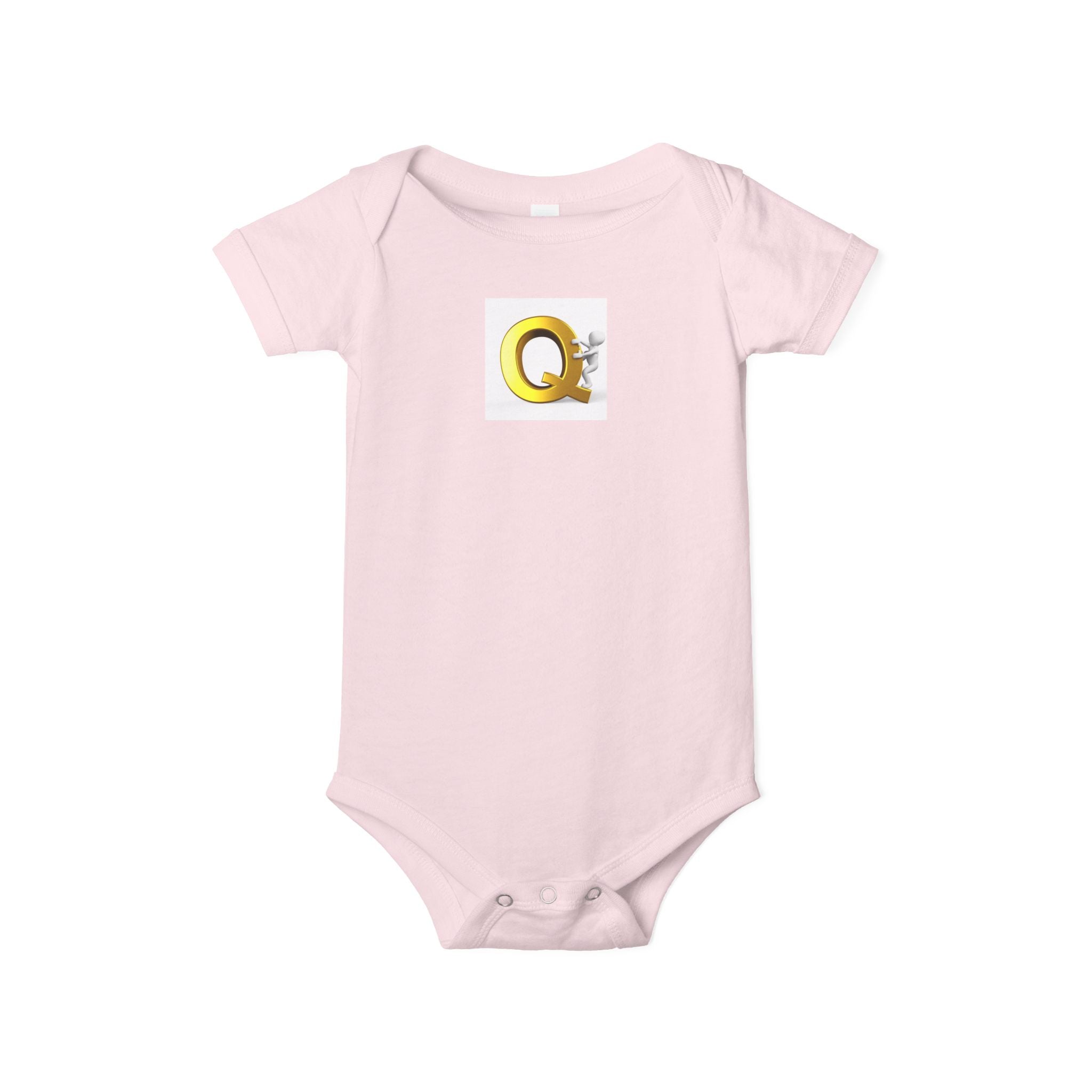 Lettre Q dorée avec figurine mignonne une pièce | Body bébé monogramme