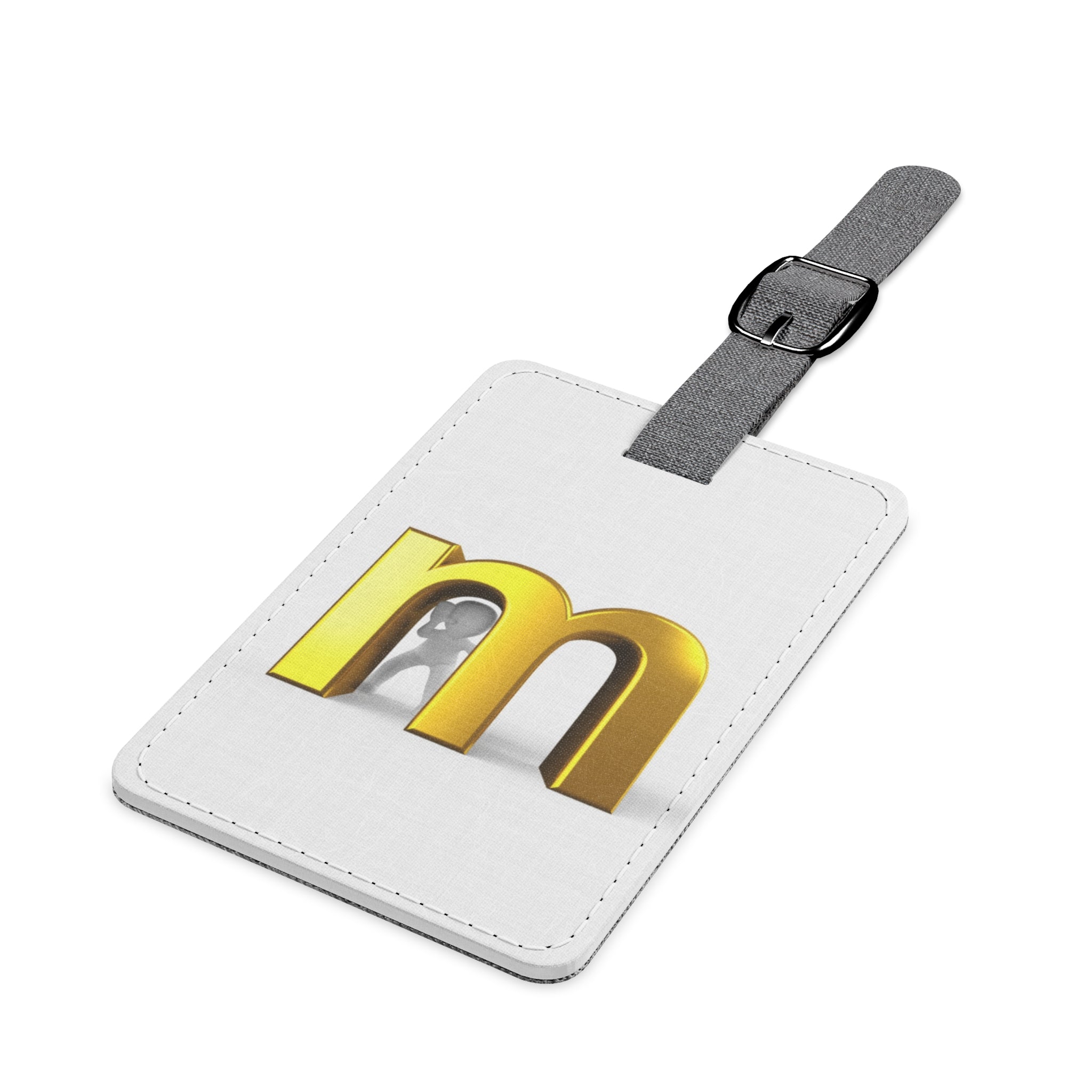 Gold Metallic Letter M luggage tag | Rectangle Saffiano polyester