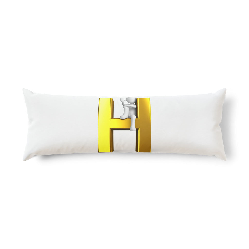 Gold Letter H with Climbing Figure Body Pillow | Initial Monogram Decor
