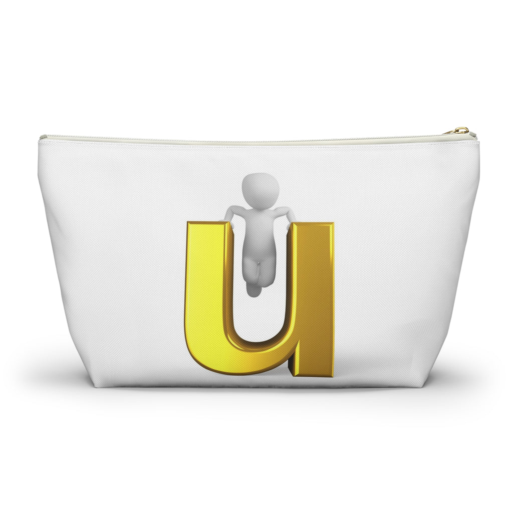 3D Stick Figure Climbing Gold Letter U Accessory Pouch