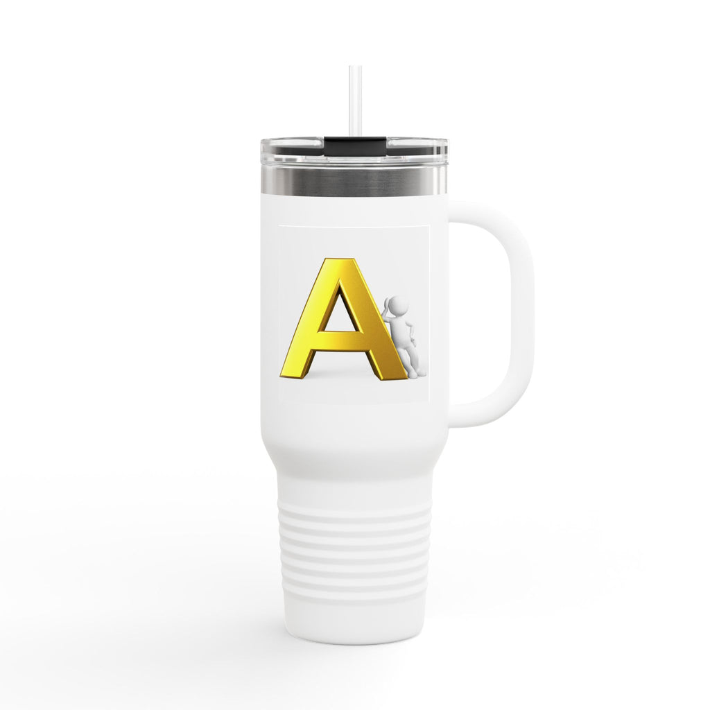 Yellow 3D Letter A Initial Travel Mug | 40oz Insulated Tumbler