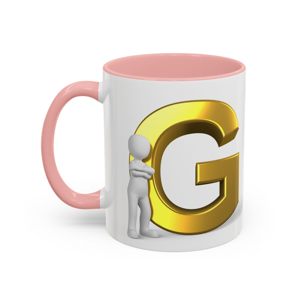 Gold Letter G with 3D Figure Coffee Mug | Initial Monogram Accent