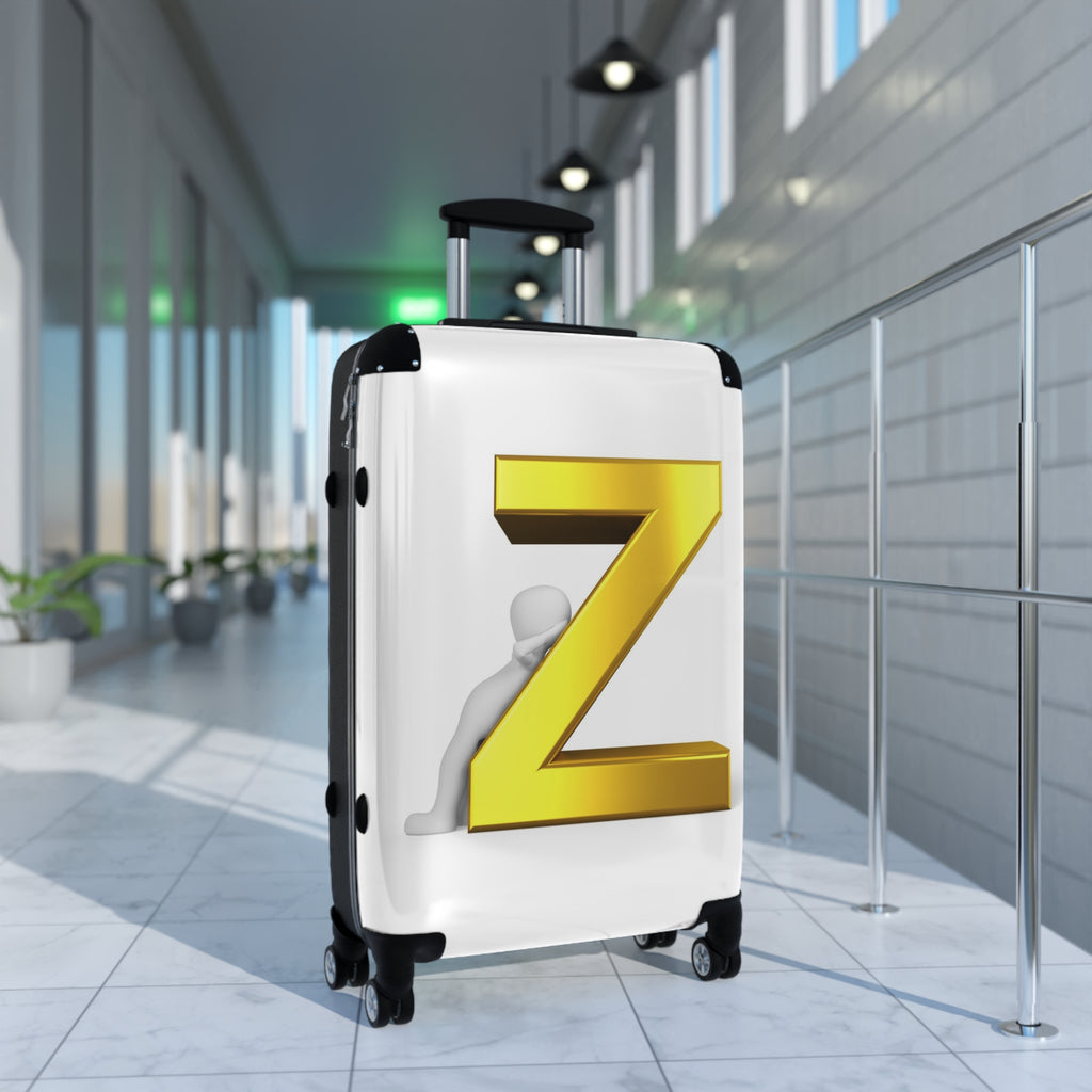 Gold 3D Letter Z Suitcase | Personalized Monogram Luggage