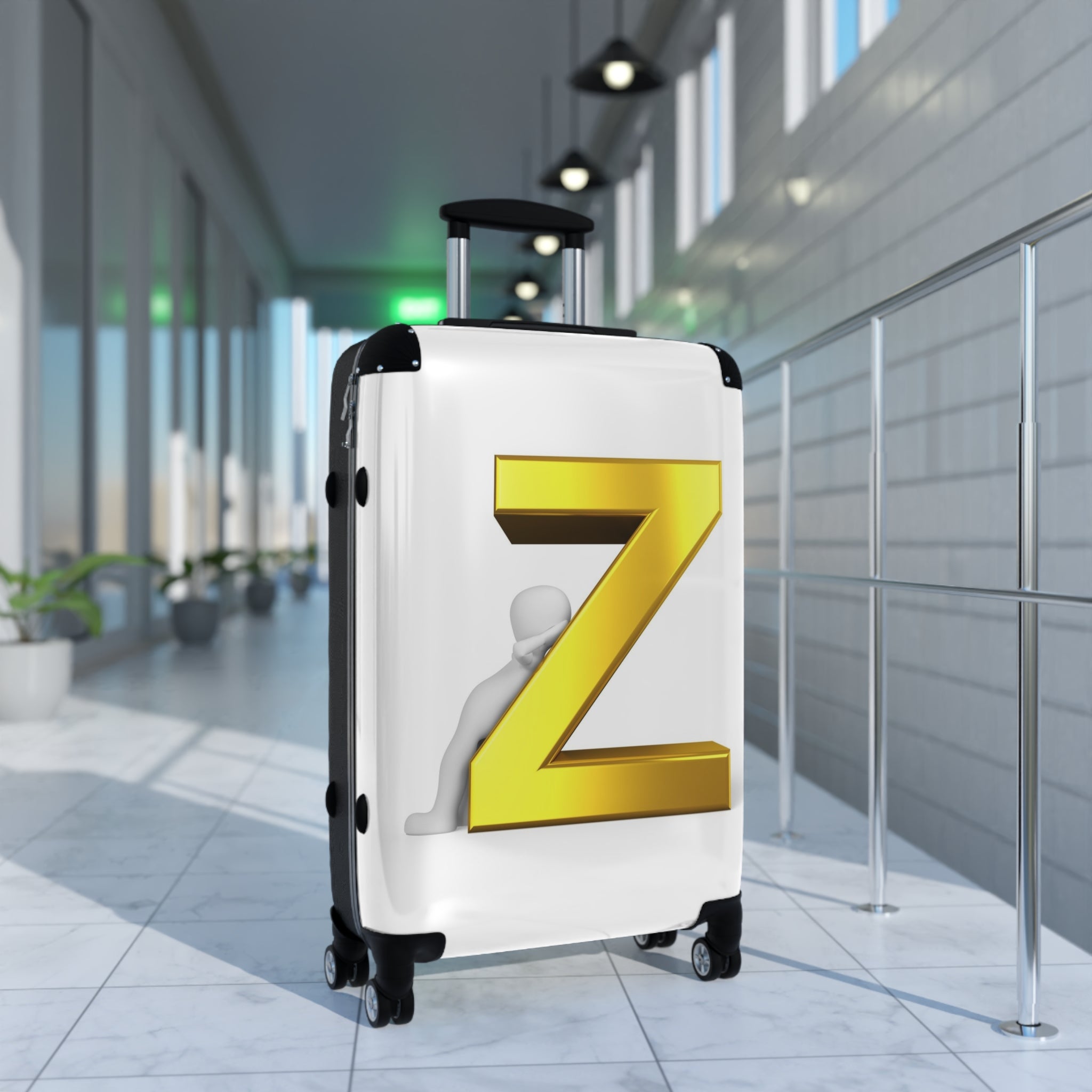 Gold 3D Letter Z Suitcase | Personalized Monogram Luggage