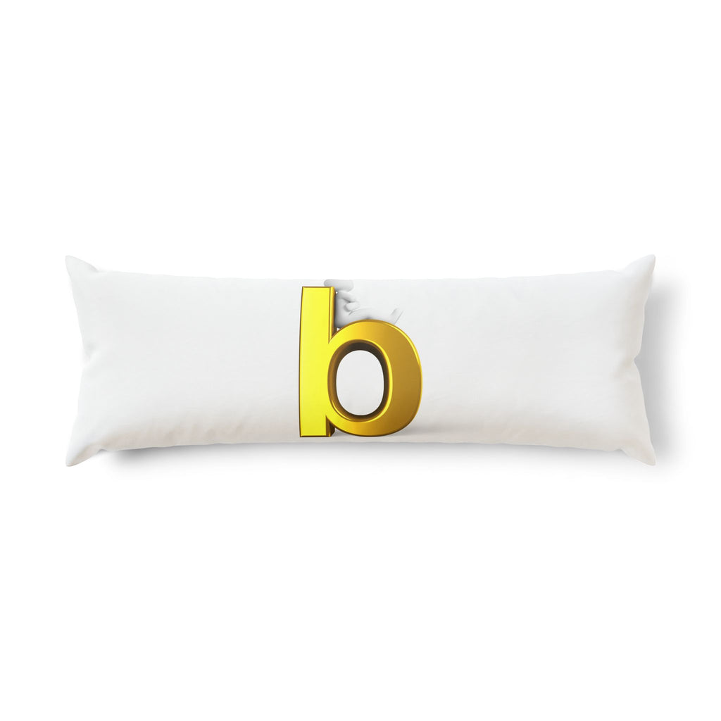 Gold Letter B Body Pillow | Minimal Monogram Decorative Pillow