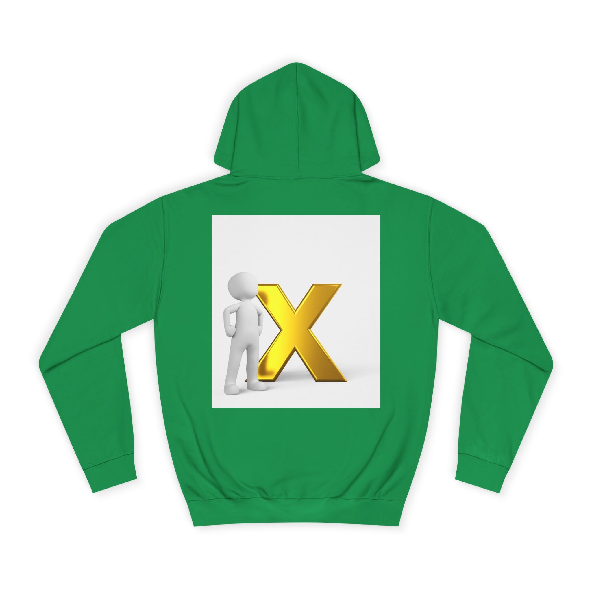 3D Figure Leaning on Gold X Hoodie | Letter X Initial Pullover