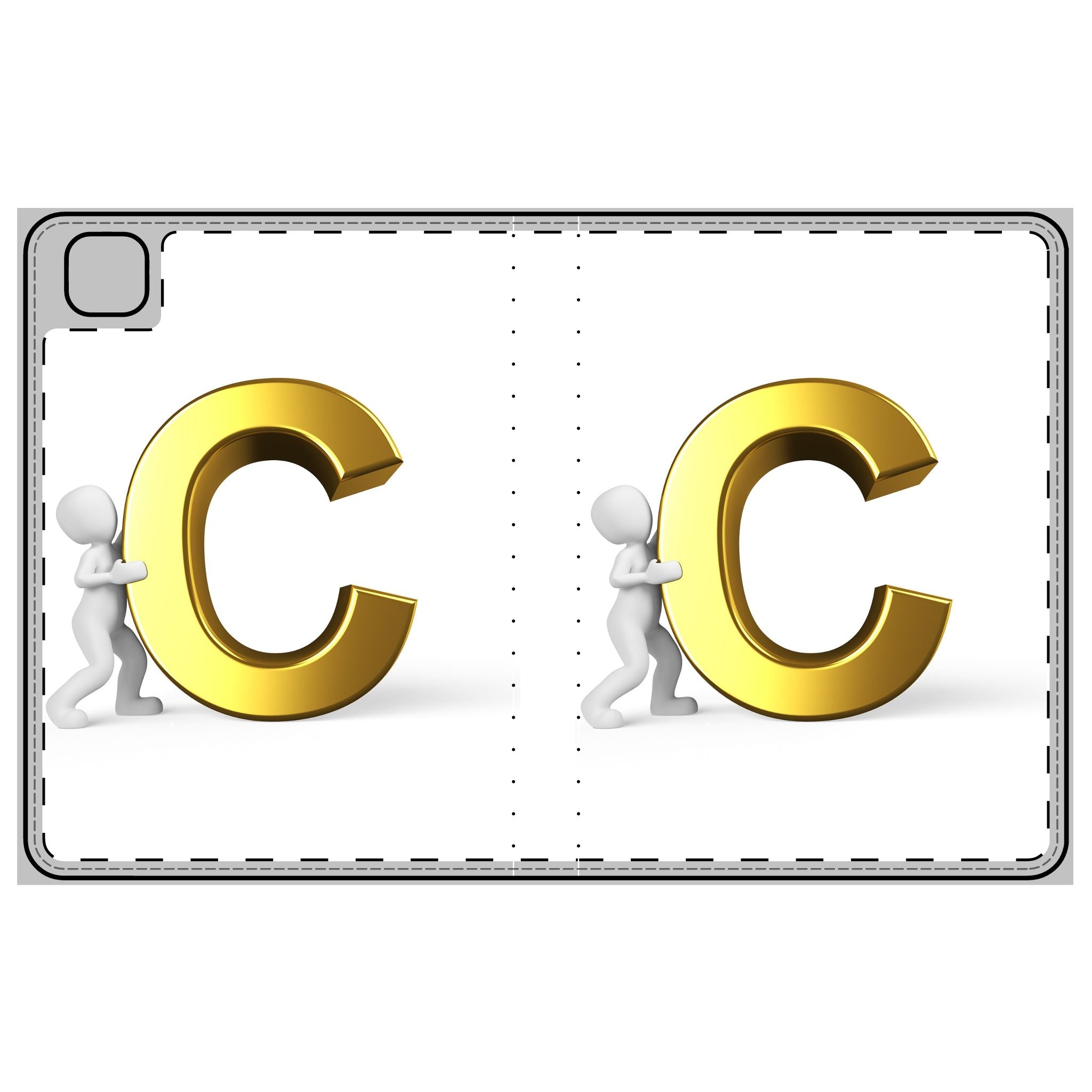 Étui Folio pour Tablette Monogramme Lettre C Dorée | Housse Initiale C