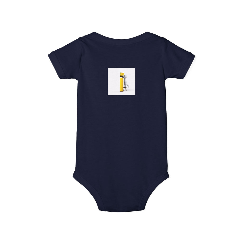 Little Figure Building Yellow Letter i Baby Onesie | Infant Bodysuit
