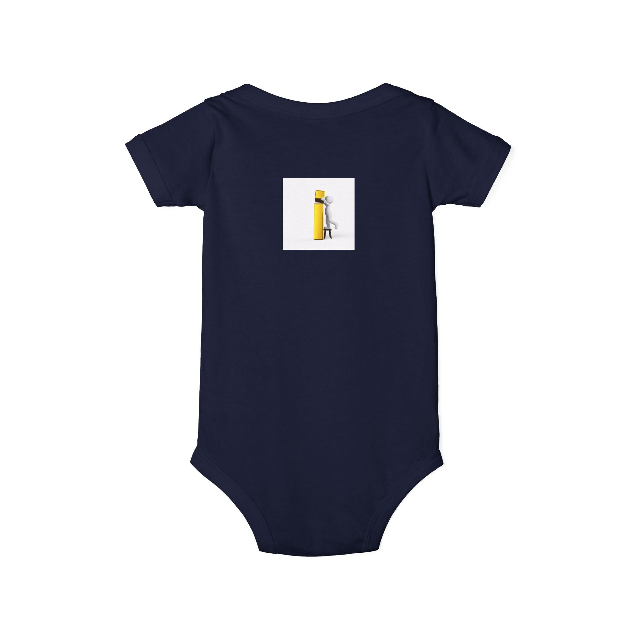 Little Figure Building Yellow Letter i Baby Onesie | Infant Bodysuit
