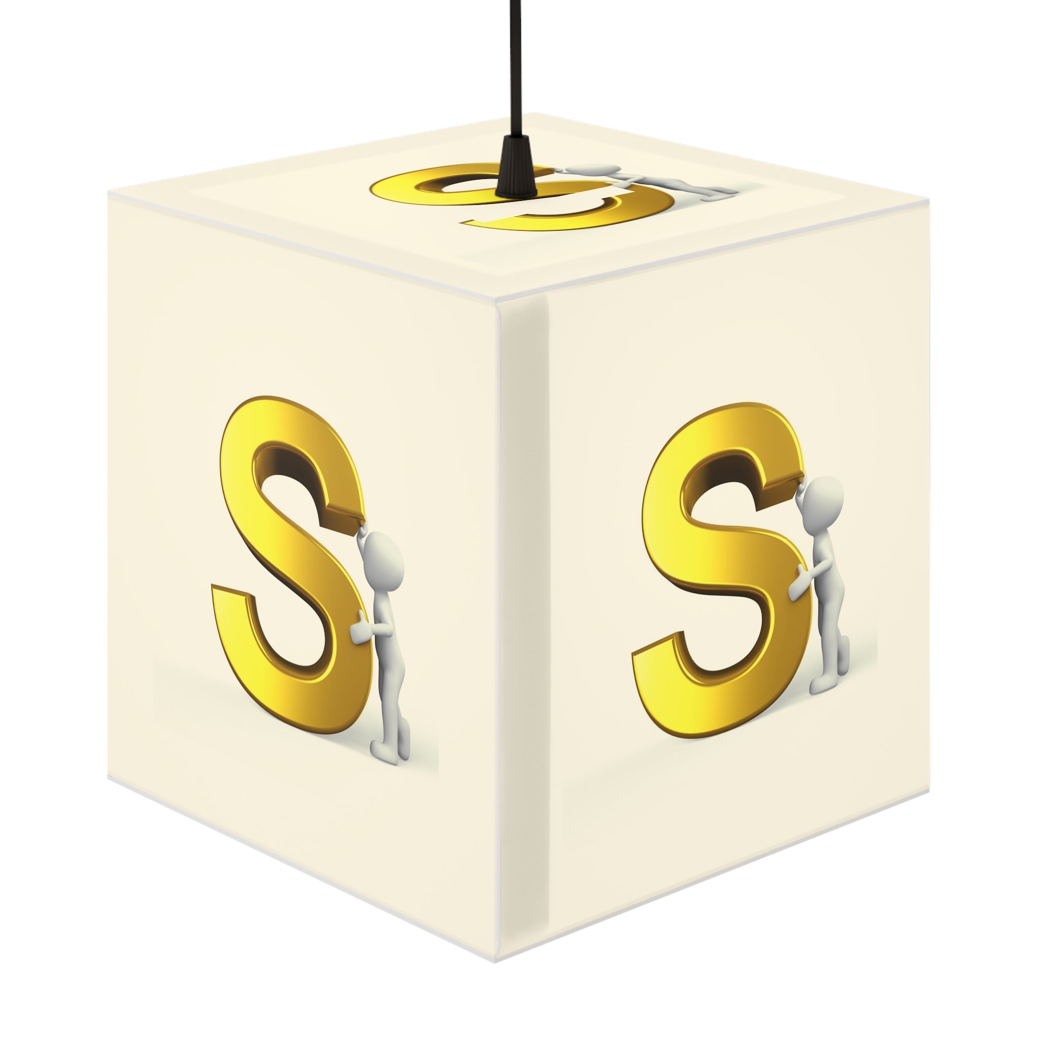 3D Gold Letter S Cube Lamp | Personalized Initial Light Cube