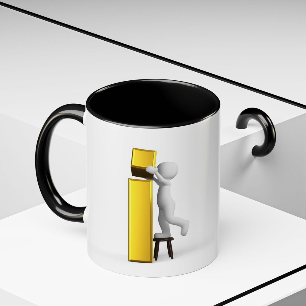 3D Figure Climbing Gold Letter i Mug | Accent Coffee Mug