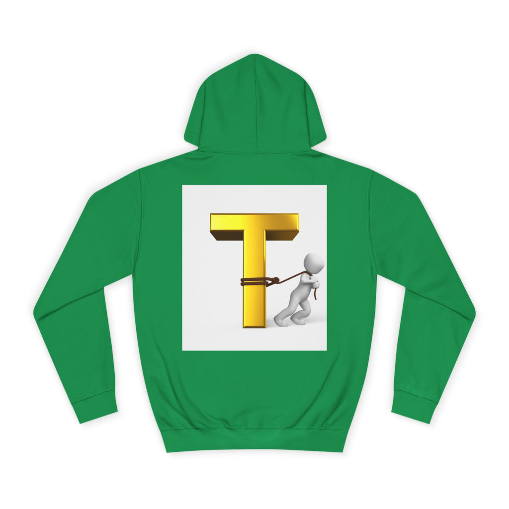 Letter T Mascot Pulling Block T Hoodie | Monogram Initial T Sweatshirt