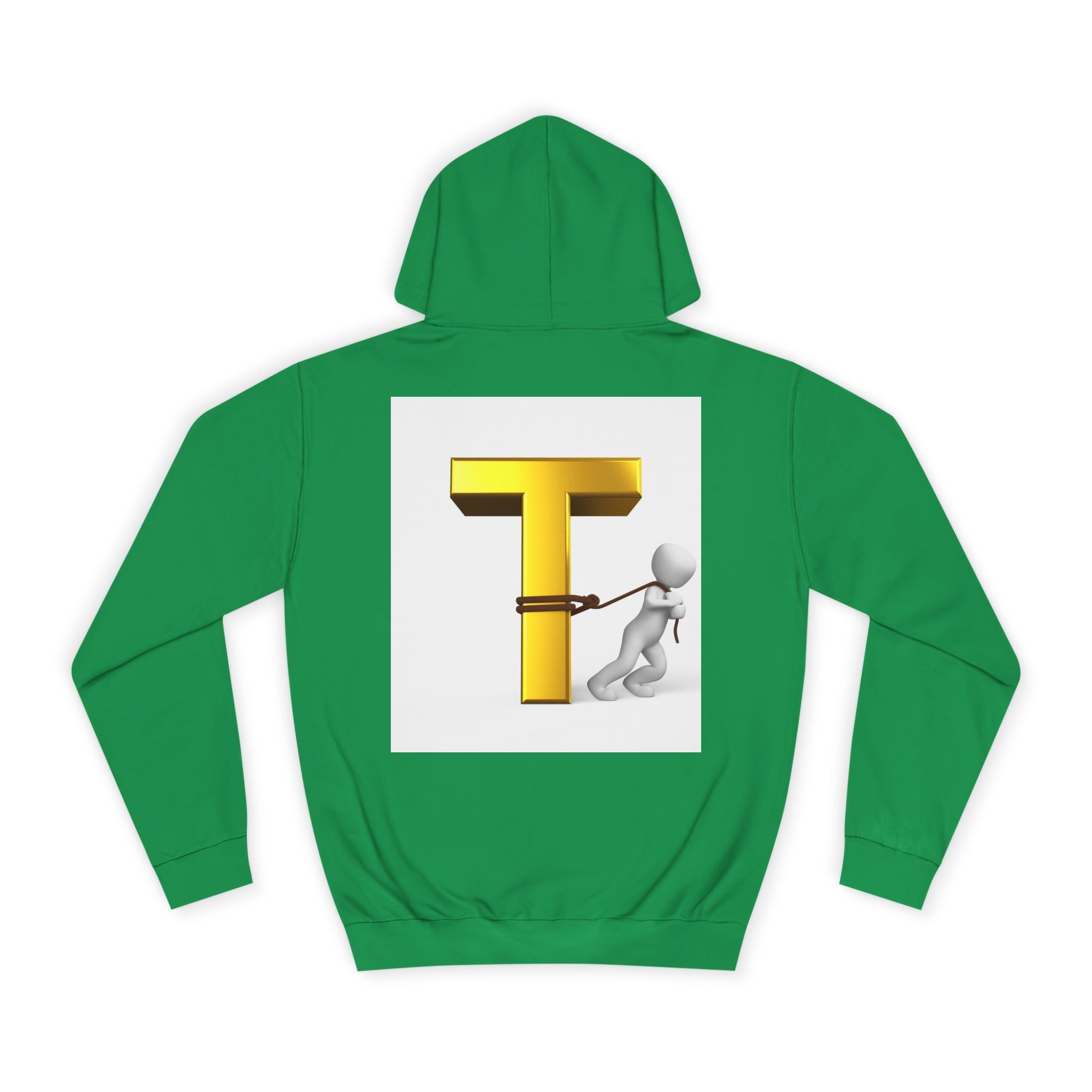 Letter T Mascot Pulling Block T Hoodie | Monogram Initial T Sweatshirt