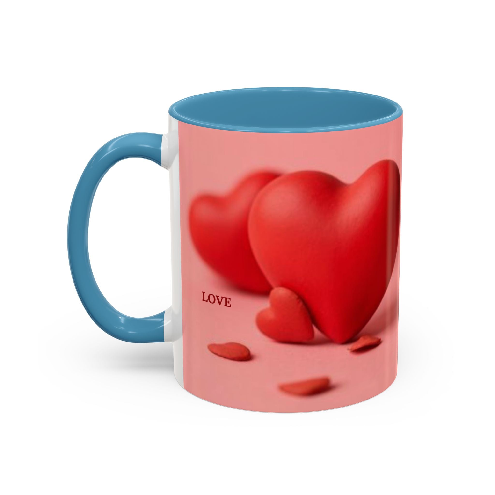 Red Heart Love Design Accent Coffee Mug | Valentine Heart Ceramic Mug