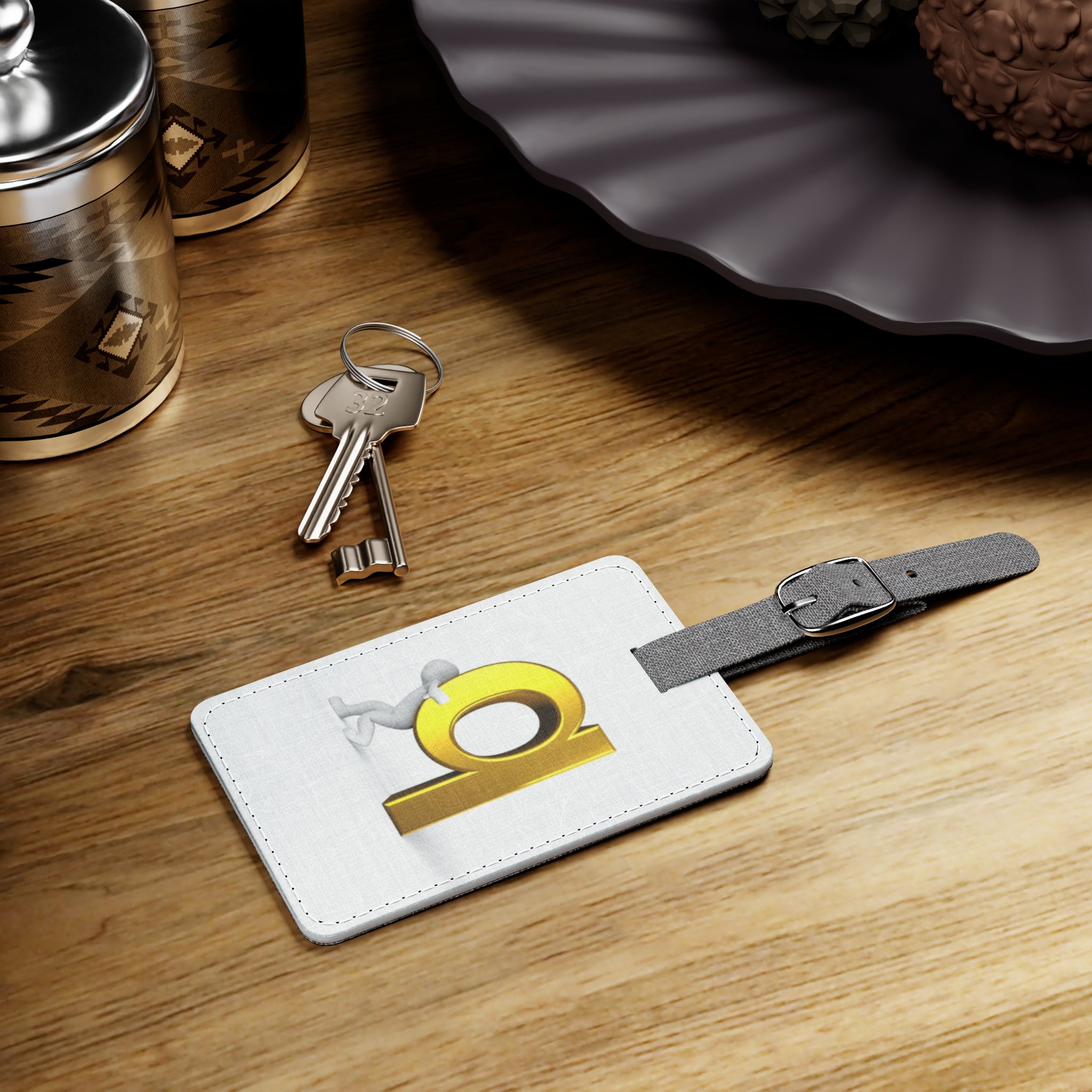 Gold Letter Q Illustration Luggage Tag | Monogram Initial Travel Tag