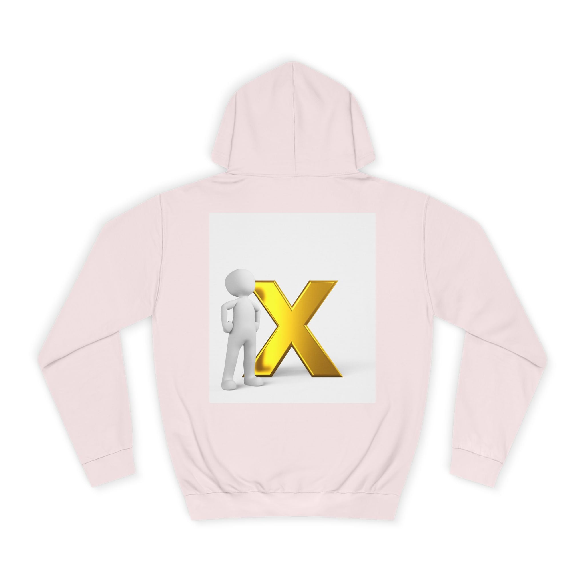 3D Figure Leaning on Gold X Hoodie | Letter X Initial Pullover